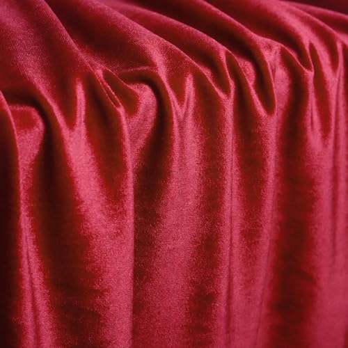 59”W Stretch Velvet Fabric, 2 Yard Soft Stretchy Fabric for Sewing Clothes, Apparel, Costume, Crafts - 90% Polyester 10% Spandex(2 Yard, Red) - color: Red, size: 2 Yard