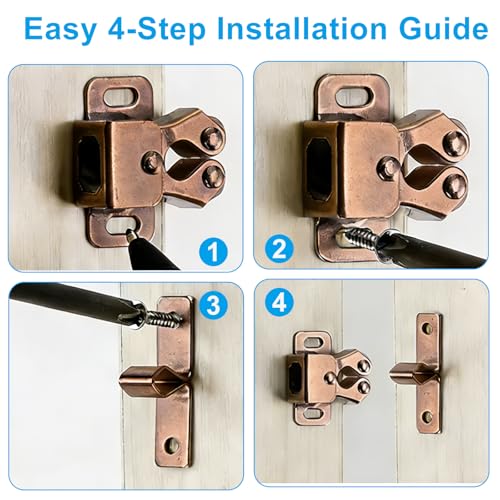 2 Pack Double Roller Catch, Bronze Cabinet Latch with Screws - color: Bronze