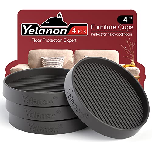 Non Slip Furniture Pads for Hardwood Floors -Yelanon 4Pcs 4” Coasters Cups - color: 4pcs4"round Black