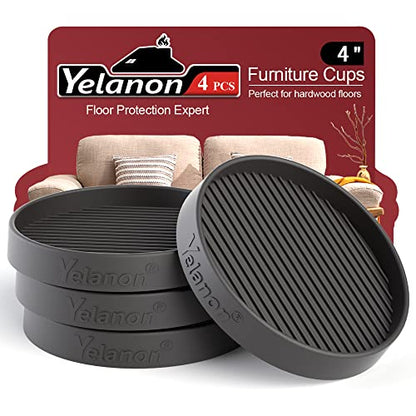 Non Slip Furniture Pads for Hardwood Floors -Yelanon 4Pcs 4” Coasters Cups - color: 4pcs4"round Black