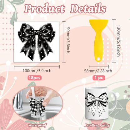 Peacoblue Black and White Bow Rub On Transfers for Craft, Transfer Sticker - style: Black and White Bow