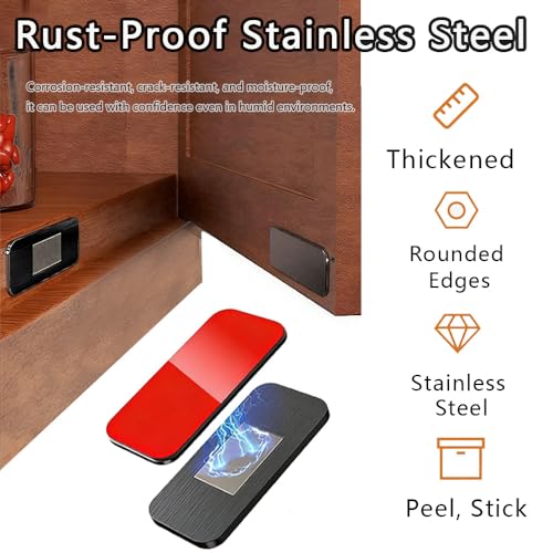 5 Sets Ultra Thin Magnetic Cabinet Catch,No-Drill Adhesive Drawer Magnets