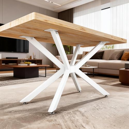 Heavy Duty Metal Desk Legs 29 Inch - Industrial Wrought Iron Table Base for Glass, Marble, Wood Table Tops - Desk Frame for Home Office, Kitchen Island, Writing & Computer Workstation (White) - color: White