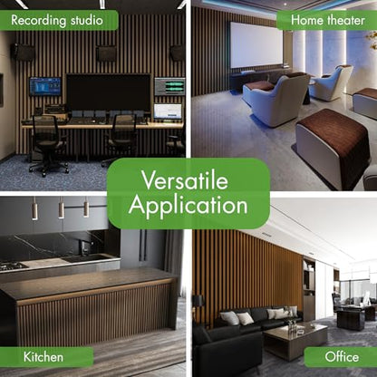 Art3d 12" x 24" Acoustic Wood Slat Wall Panel, 4pcs, 8 sq.ft, Deep Walnut - color: Deep Walnut, size: 12" x 24"