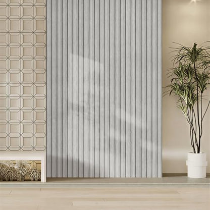118" x 15.8" Peel and Stick PVC Faux Wood Slat Wall Panels - color: Light Gray
