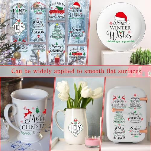 20 Pcs Christmas Quote Rub-On Transfers for Furniture & Crafts, 6 x 6 Inch - style: Holiday Sayings