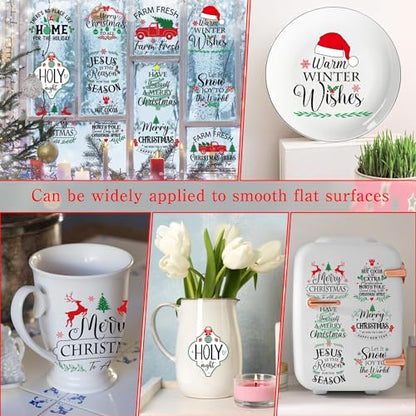 20 Pcs Christmas Quote Rub-On Transfers for Furniture & Crafts, 6 x 6 Inch - style: Holiday Sayings