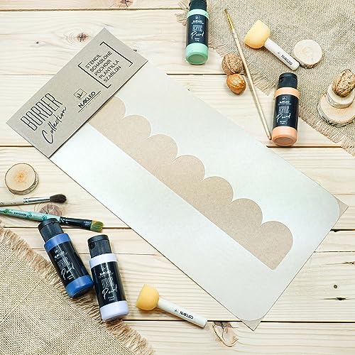 Border Reusable Plastic Wall Stencil // Frill - SEMICIRCLES 5 // Art Craft Mylar Template (8.3"x17.7") - color: Frill Semicircles 5, size: 21x45cm