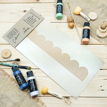 Border Reusable Plastic Wall Stencil // Frill - SEMICIRCLES 5 // Art Craft Mylar Template (8.3"x17.7") - color: Frill Semicircles 5, size: 21x45cm