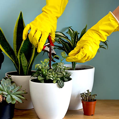 Bamllum Rubber Kitchen Dishwashing Gloves - 4 Pairs Colorful Reusable Household Cleaning Gloves for Washing Dishes and Cleaning Tasks, Flexible Long-lasting and Non-Slip (Small, Blue+Pink+Yellow+Red) - size: Small