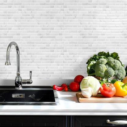 STICKGOO Thicker Peel and Stick Backsplash Tile for Kitchen and Bathroom - color: White Marble