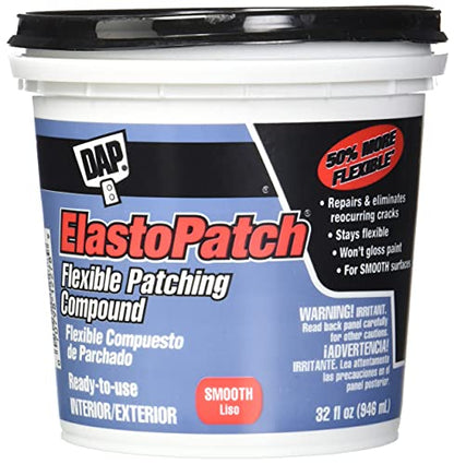 DAP ElastoPatch Smooth Flexible Patching Compound, White, 32 Oz (7079812278)