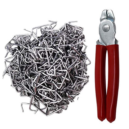 HARDK Hog Ring Pliers set Straight with 500PCS Galvanized Hog Rings - Perfect for Furniture Upholstery, Auto Upholstery, Plastic Meat & Sausage Casings - style: Straight & 500 PCS
