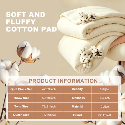 100% Natural Cotton Quilt Batting 59"x79"-Light Weight, Purely All Season Breathable & Soft-Ideal for Quilting, Sewing, Wearable Art & DIY - size: 59"x79"