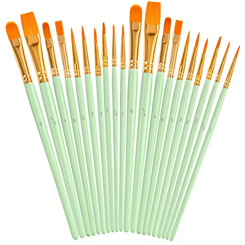 Soucolor Acrylic Paint Brushes Set,20 Pcs Pointed Tip Artist Paintbrushes - color: Mint Green, size: 20-Pack