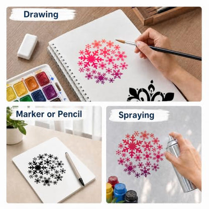 AFRITEE Christmas Stencils for Craft Reusable Snowflake Template for Window - style: Snowflake