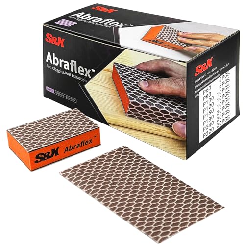 S&X Sanding Block Set, 100 Sheets + 2 Sponges, Mixed Grit - color: Grit 320/240/180/150/120/100/80/60, size: 100-Pack