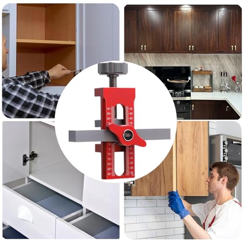 Cabinet Door Installation Jig, 2-in-1 Mounting Tool, Red - color: Red