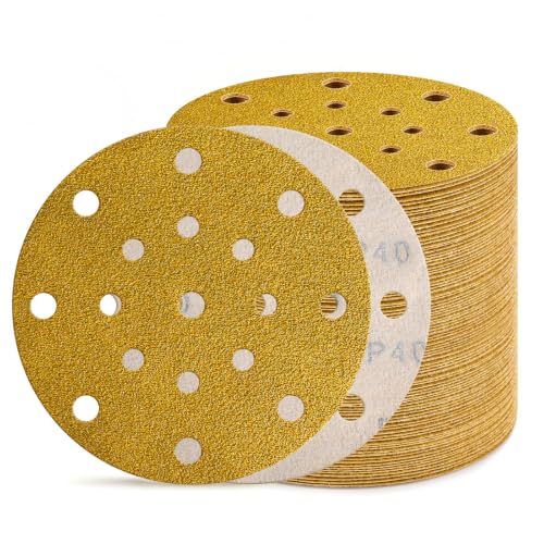 60Pcs 6 Inch Sanding Discs 40 Grit, Hook and Loop Orbital Sandpaper - style: 40Grit-60Pcs