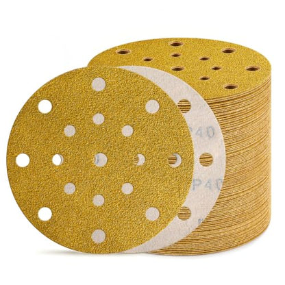 60Pcs 6 Inch Sanding Discs 40 Grit, Hook and Loop Orbital Sandpaper - style: 40Grit-60Pcs