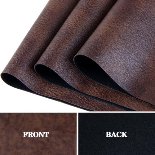 Faux Leather Sheets Fabric 16" X 54",Thick Durable Synthetic Upholstery Vinyl, Suitable for Furniture Replacement and Renovation Materials, Wallets, DIY Sewing Projects (Dark Brown, 16"X54") - color: Dark Brown, size: 16"X54"