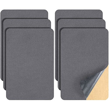6 Pieces Upholstery Patch Sofa Couch Carpet Scratches Velvet Patch Repair Self Adhesive Flannel Fabric Furniture Car Seats Jeans Hand Bag Jackets, 11.81 x 7.87 Inch(Gray)