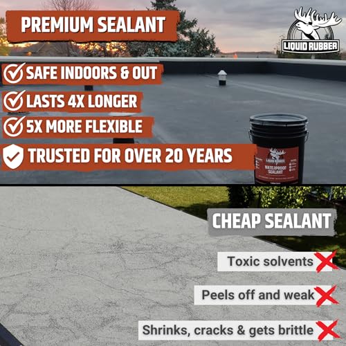 Liquid Rubber Waterproof Sealant Roof Repair Kit - 5 Gal, Caulk, Seam Tape - size: 5 Gallon Kit