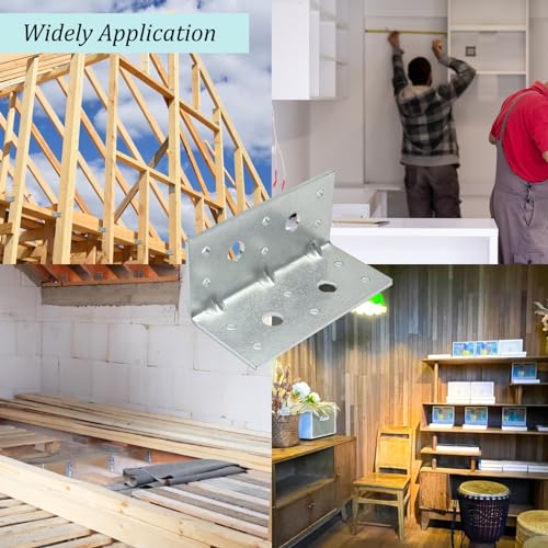 4 PCS Corner Brace, Reinforing Angle, Versatile Carbon Steel Corner Brackets, Heavy Duty Brace with Adjustable Slot Holes, 90 Degree Brackets for Wood Furniture Cabinet