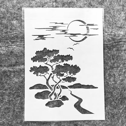 TIAMECH A4 Reusable Night Scene Stencil for Painting - style: Moon Road