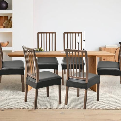 FUANGUI Dining Chair Covers Set of 2, Kitchen Chair Seat Covers - color: Pu-black