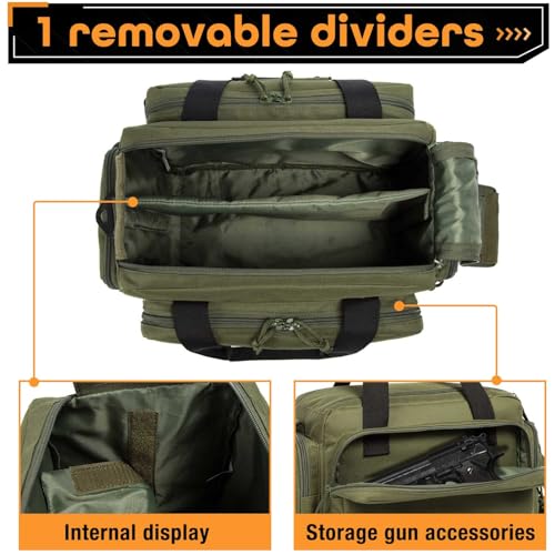 Range Bag -Medium Size Gun Range Bag for Handguns,Pistols and Ammo - color: Green