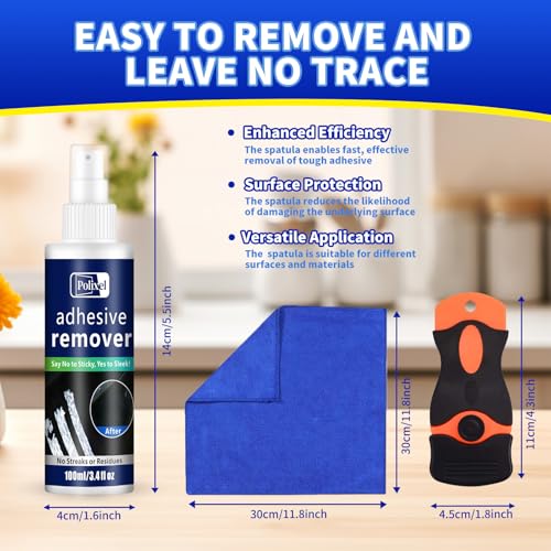 Adhesive Remover Spray - Quickly Removes Stickers, Glue, Tape, Decals, Label & Sticky Residue Safe on Boats, Car Windows, Bumpers & Home Non-Damaging Formula - 3.4oz/100ml