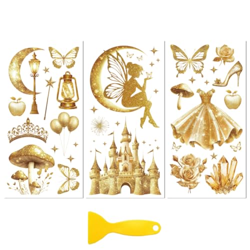 Peacoblue Golden Fairy Tale Rub On Transfers for Furniture Craft 6"x12" - style: Golden Fairy Tale