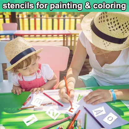 Augshy 56 Pcs Letter Stencils for Painting, 2 Inch Reusable Templates - style: Alphabet and Number