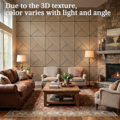 Acoustic Wall Panels, 8 Piece 23.62"X 23.62" PVC Peel and Stick Wall Panels - color: Oak-Elysian Step Vortex, size: 94 X 48 Inches