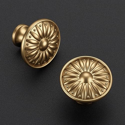 Champagne Bronze Cabinet Knobs Rosette Drawer Knobs 1-1/4 Inch 10 Pack - color: Champagne Bronze