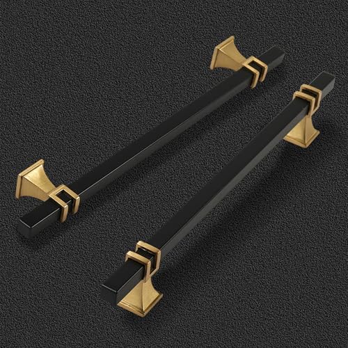 Cabinet Pulls Matte Black and Gold Cabinet Handles, 10 Pack 7-1/2 Inch Kitchen Door Cupboard Wardrobe Drawer Handles, Cabinet Hardware Bar Drawer Pulls, 192mm Hole Centers - color: Black and Gold, size: 7-1/2 inch Hole Centers Pull