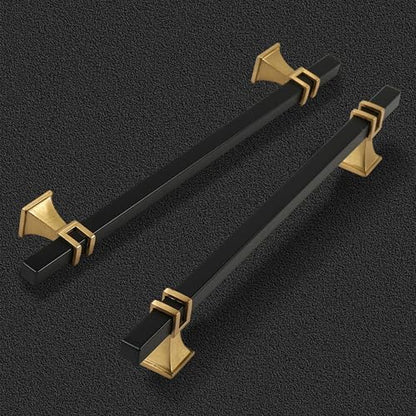 Cabinet Pulls Matte Black and Gold Cabinet Handles, 10 Pack 7-1/2 Inch Kitchen Door Cupboard Wardrobe Drawer Handles, Cabinet Hardware Bar Drawer Pulls, 192mm Hole Centers - color: Black and Gold, size: 7-1/2 inch Hole Centers Pull