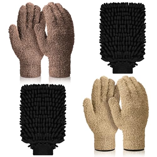 Potchen 6 Pcs Microfiber Dusting Mitt Glove for Plant - color: Camel,brown,black