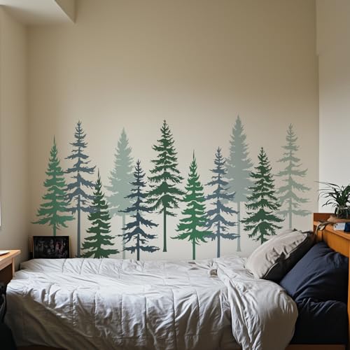 8pcs Large Pine Tree Stencils 32.5'' - 34'' Tree Wall Stencils - style: Large Pine Tree