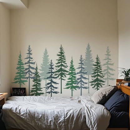 8pcs Large Pine Tree Stencils 32.5'' - 34'' Tree Wall Stencils - style: Large Pine Tree