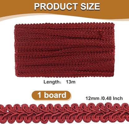 Gimp Braid Trim, Burgundy, 1/2 Inch, 14 Yards - color: Burgundy