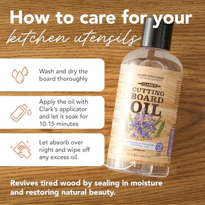 CLARK's Cutting Board Oil 12 oz, Food Grade Mineral Oil with Lavender Scent - style: Lavender & Rosemary Extract - 12 Oz