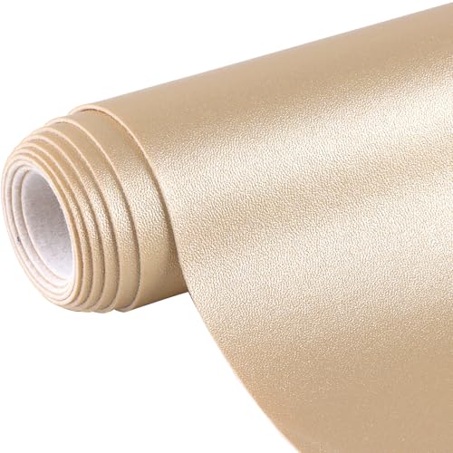 Ramya 16x54 Inch Smooth Faux Leather Sheet,Used for Different DIY Process Projects, Leather Earrings,Upholstery, Leather Roll in Multiple Colors (Golden) - color: Golden