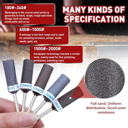 25PCS Sanding Drums & Sandpaper Sticks Set for Dremel Rotary Tool - size: Mixed 1