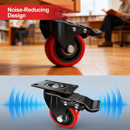 3" Caster Wheels,3 inch Heavy Duty Casters with Brake Set of 4 - size: 3 Inch (4 Pack)