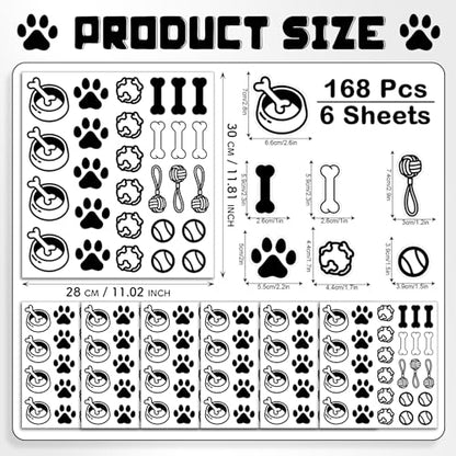 Dog Paw Wall Decals, 6 Sheets 168 Pcs - color: Paw Print