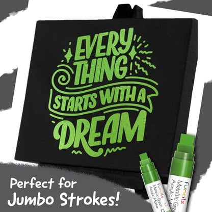 5 Green Paint Markers - Metallic Acrylic Pen for Rock Painting - color: Metallic Green
