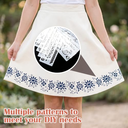 PAGOW 12pcs Floral Lace Stencils, Folk Art Stencils Flower Templates, White