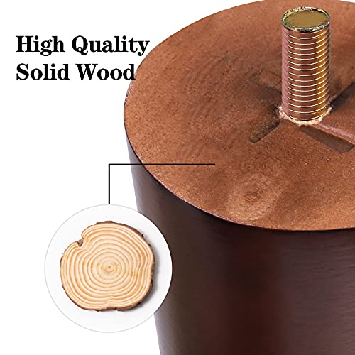 Ruisita 8 PCS 6'' Furniture Legs Wood Round Couch Legs Replacement, Brown - color: Brown, size: 6 Inches
